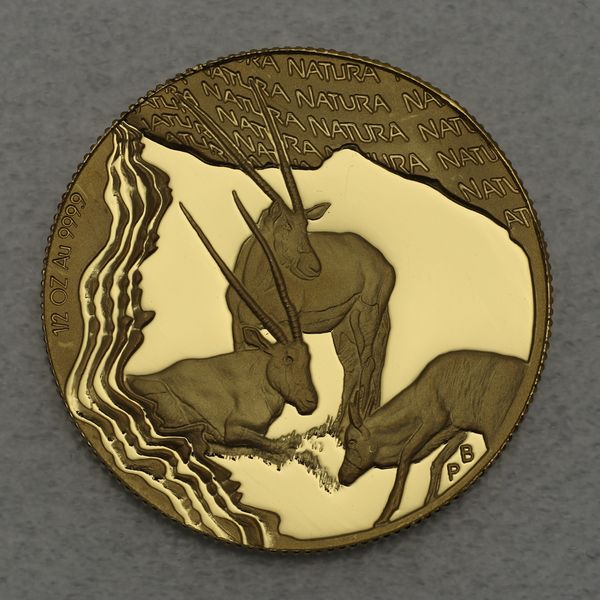 Goldmünze Südafrika Natura Serie Monarchs of Africa 2001 1/2oz Gembsbok