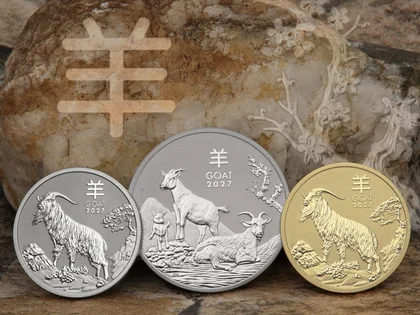 Lunar III Münzen 2027 aus Gold, Silber und Platin
