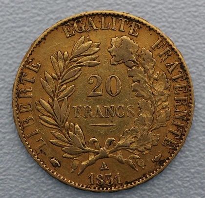 Goldmünze Ceres-Kopf 20 Francs