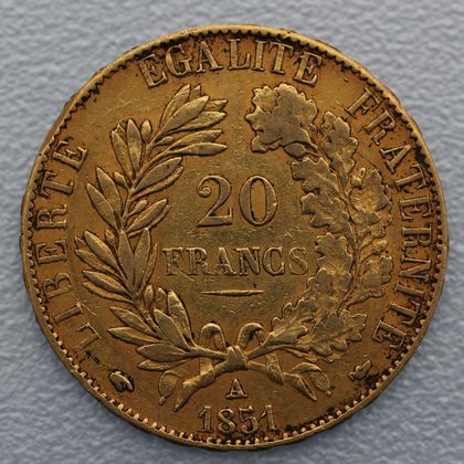Goldmünze Ceres-Kopf 20 Francs