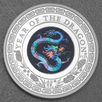 "Australian Opal Lunar"-Serie 2024, Silbermünze Drache in der Ausführung Polierte Platte