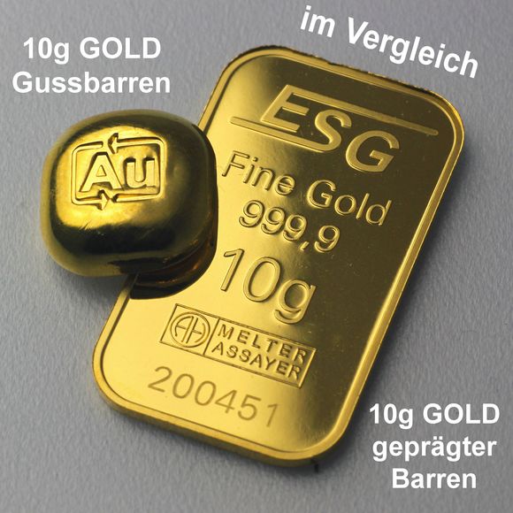 gegossener und geprägter 10g Barren