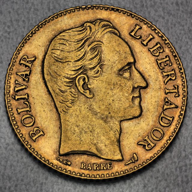 20 Bolivares Libertador Goldmünze Venezuela 1911