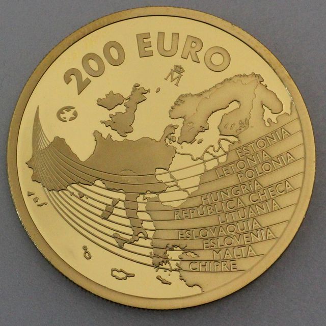 Goldmünze 200 Euro Spanien 2004 Erweiterung der EU