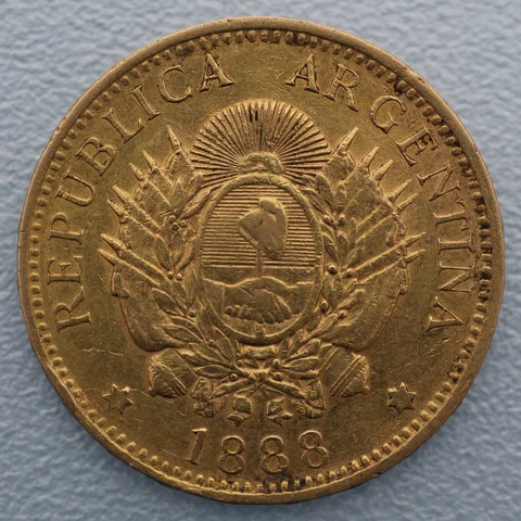 5 Pesos Goldmünze Argentinien 1888