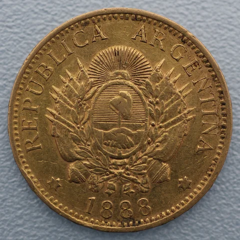 5 Pesos Goldmünze Argentinien 1888