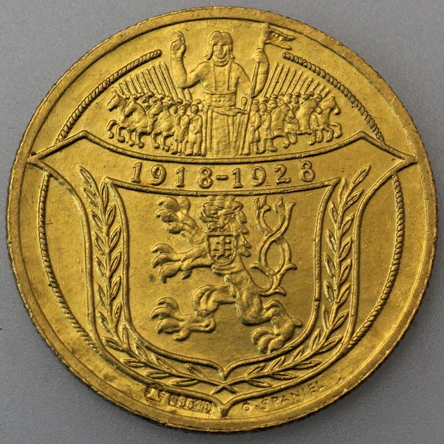 2 Dukaten Goldmünze Tschechoslowakei 1928