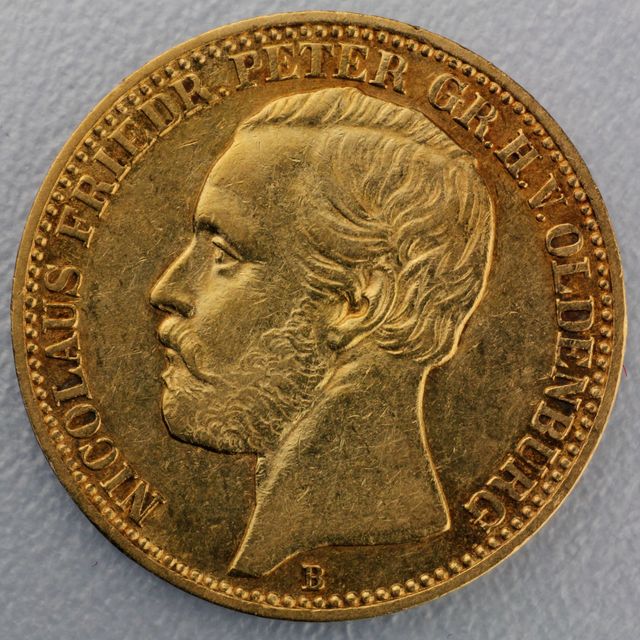 10 Reichsmark Goldmünze Nicolaus Friedrich Peter - Oldenburg - Prägejahr 1874 Jäger Nr. 241