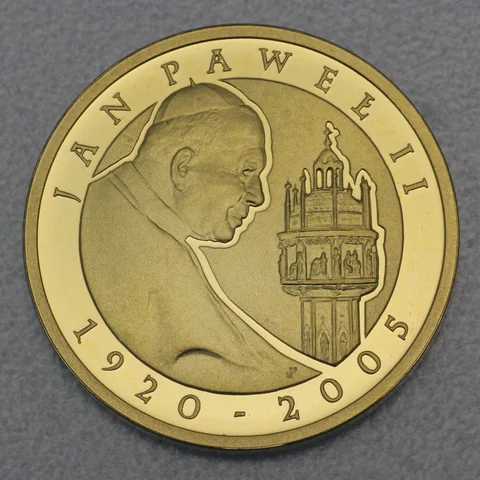 Goldmünze 100 Zloty Polen 2005 - Todestag Papst Johannes Paul II.
