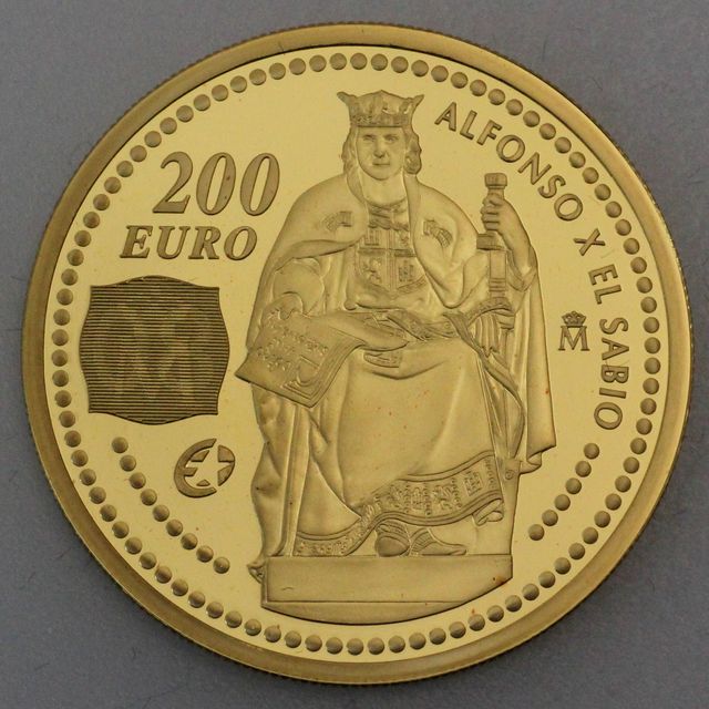 200 Euro Goldmünze Spanien 2008 - König Alfons X der Weise