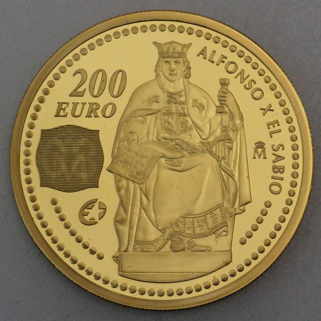 200 Euro Goldmünze Spanien 2008 - König Alfons X der Weise