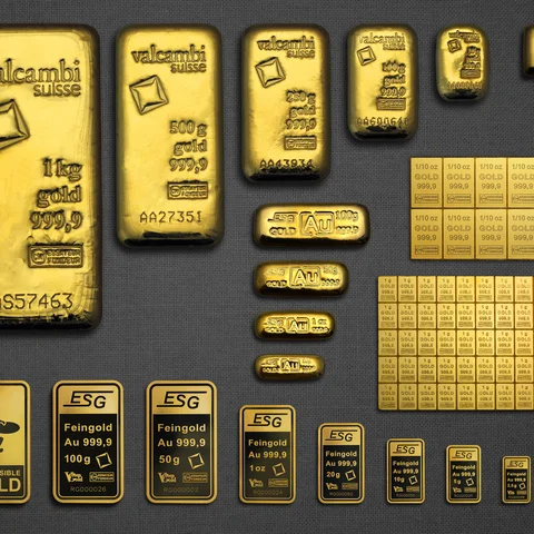 Goldbarren in verschiedenen Größen
