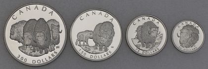 Platinmünzen Canada Wildlife Serie 1999 Muskox / Moschusochse 1oz, 1/2oz, 1/4oz, 1/10oz