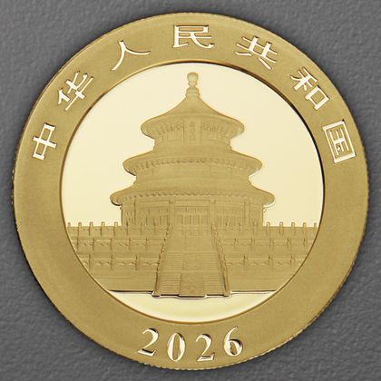 Kehrseite Goldmünze Panda, 30g, 2026 