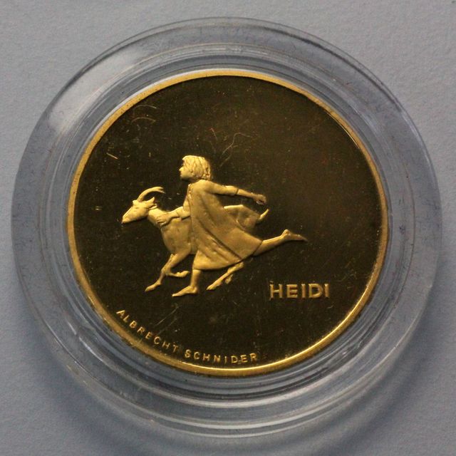 Schweizer 50 Franken Gedenkgoldmünze 2001 Heidi