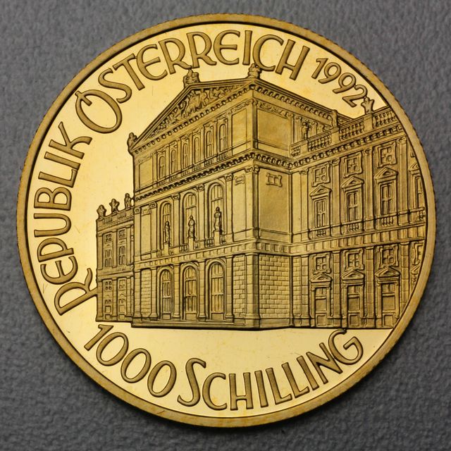 1000 Schilling Goldmünze Österreich 1992 Johann Strauss
