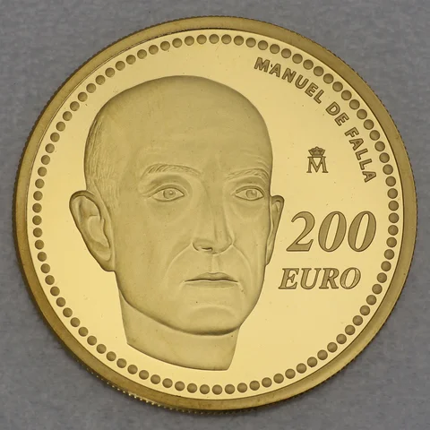 Goldmünze 200 Euro Spanien 2014 Manuel de Falla