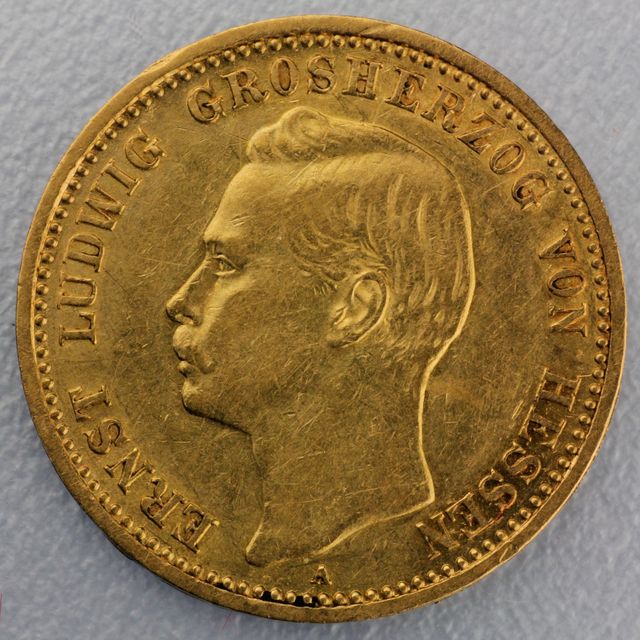 10 Reichsmark Goldmünze Ernst Ludwig - Hessen - Prägejahre 1896, 1898 Jäger Nr. 224