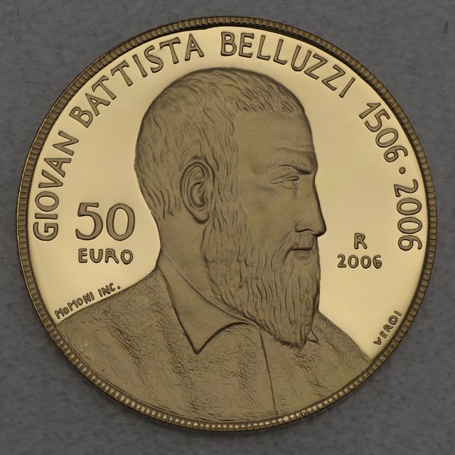50 Euro Goldmünze San Marino 2006 500. Geburtstag von Giovan Battista Belluzzi