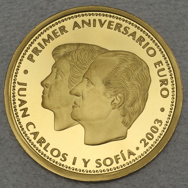 Goldmünze 200 Euro Spanien 2003 Göttin Europa