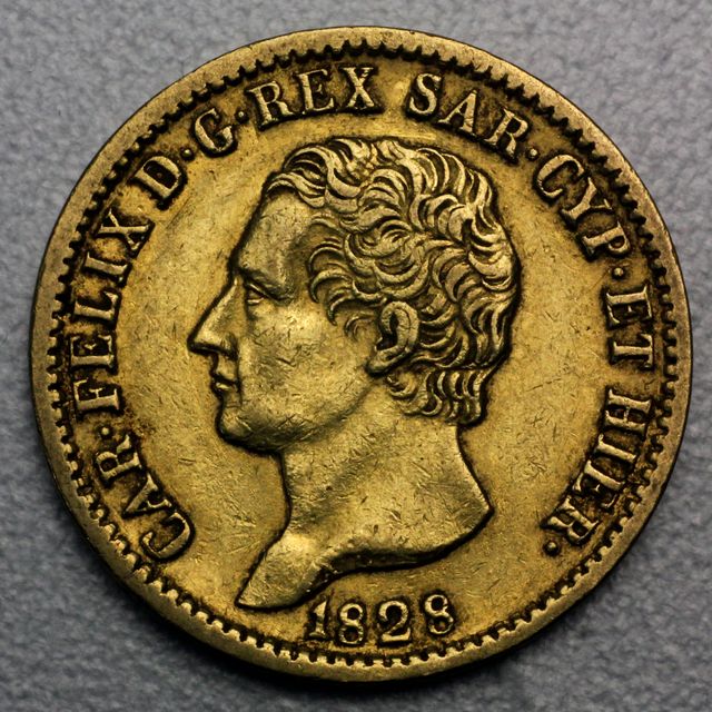 20 Lire Goldmünze Italien Karl Felix Sardinien Piemont