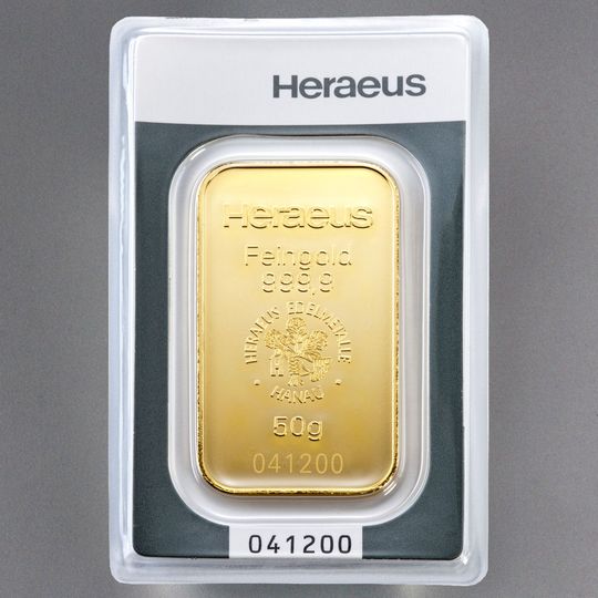 50g Heraeus Goldbarren