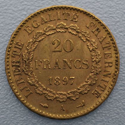 Goldmünze Stehender Engel 20 Francs