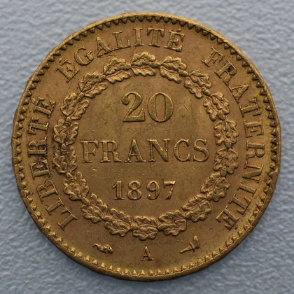 Goldmünze Stehender Engel 20 Francs