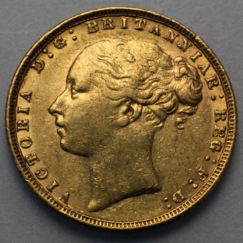 Sovereign Münze Königin Victoria Young Head mit Heiligem Georg Reiter Rückseite
