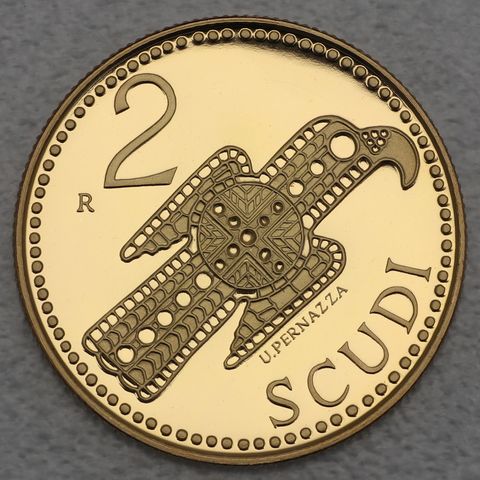 2 Scudi Goldmünze San Marino 2004 - Domagnano Schatz Gothischer Adler