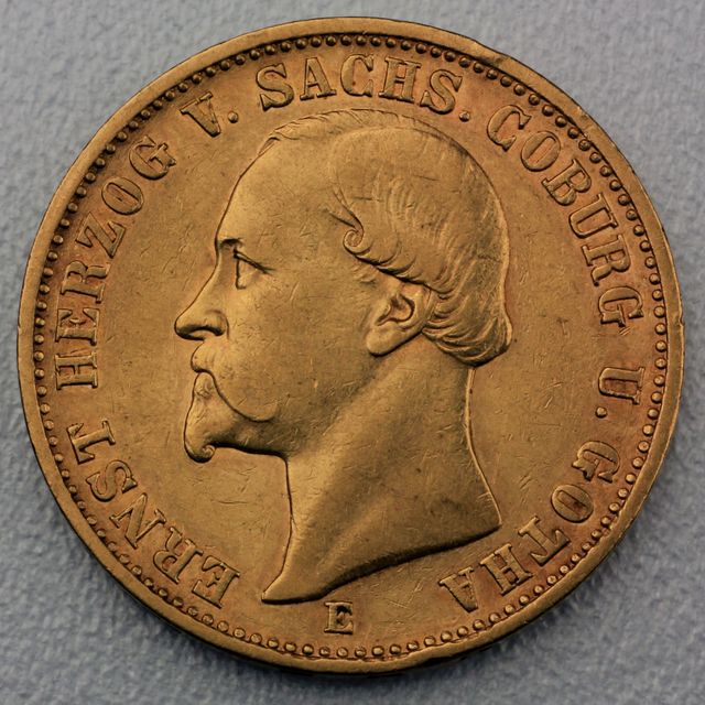 20 Reichsmark Goldmünze Ernst II - Sachsen - Coburg und Gotha - Prägejahr 1872 Jäger Nr. 270