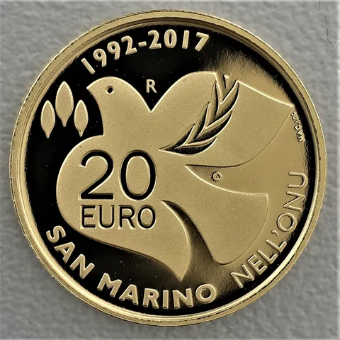 20 Euro Goldmünze San Marino 2017 Nell'onu 1992-2017