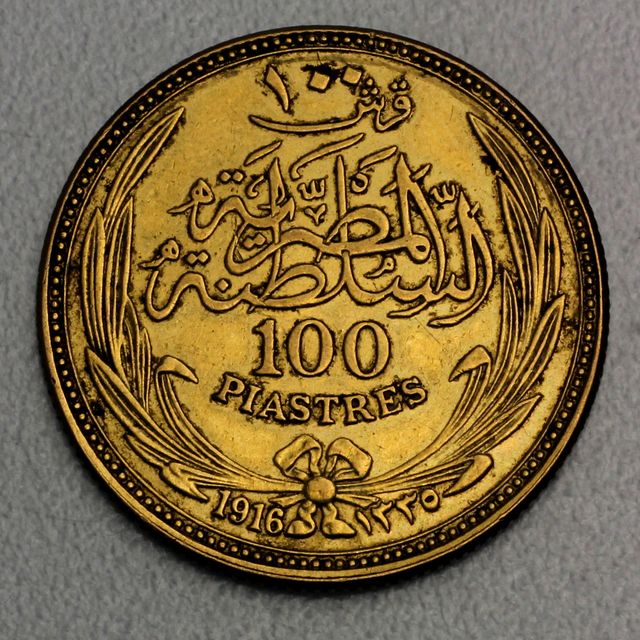 100 Piaster Goldmünze Ägypten 1916