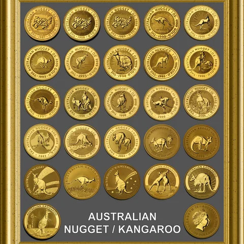 Australische Nugget/Kangaroo Goldmünzen der Jahrgänge 1987-2012