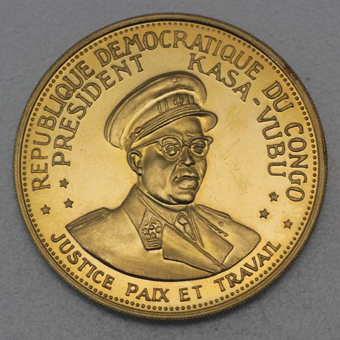 Goldmünze 100 Francs Kongo 1965 - 5. Jahrestag der Unabhängigkeit Präsident Joseph Kasa-Vubu