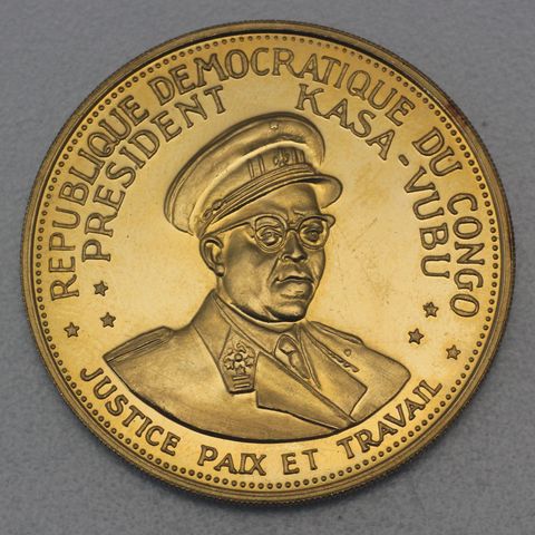 Goldmünze 100 Francs Kongo 1965 - 5. Jahrestag der Unabhängigkeit Präsident Joseph Kasa-Vubu