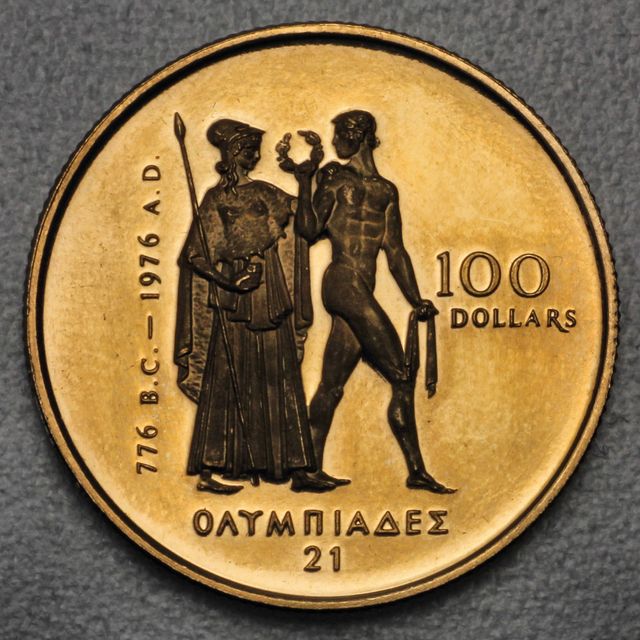 100 Dollar Goldmünze Kanada 1976 aus 91,6% Gold