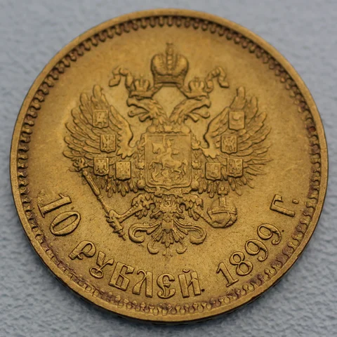 Goldmünze 10 Rubel Nikolaus II