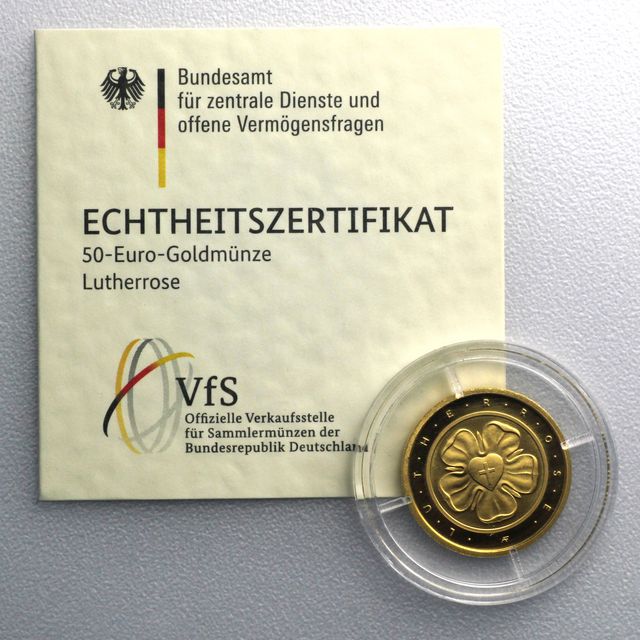 50 Euro Goldmünze BRD 2017 Lutherrose