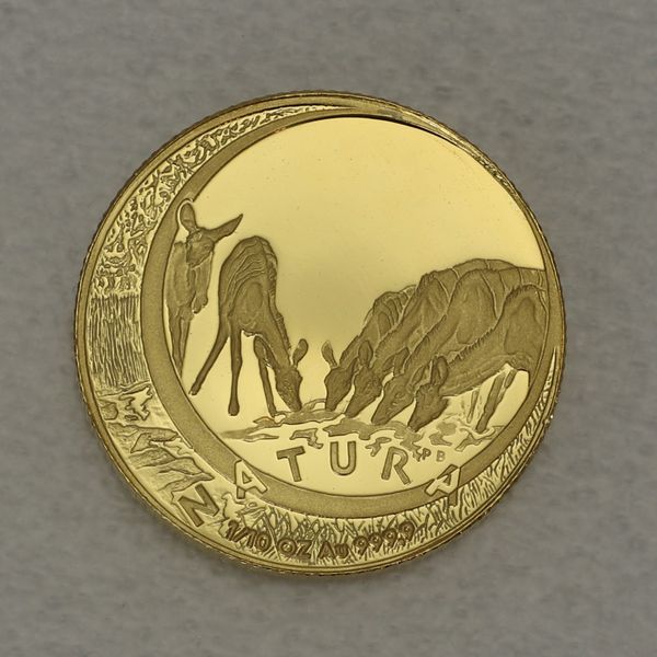 Goldmünze Südafrika Natura Serie Monarchs of Africa 1999 1/10oz Kudu Antilope