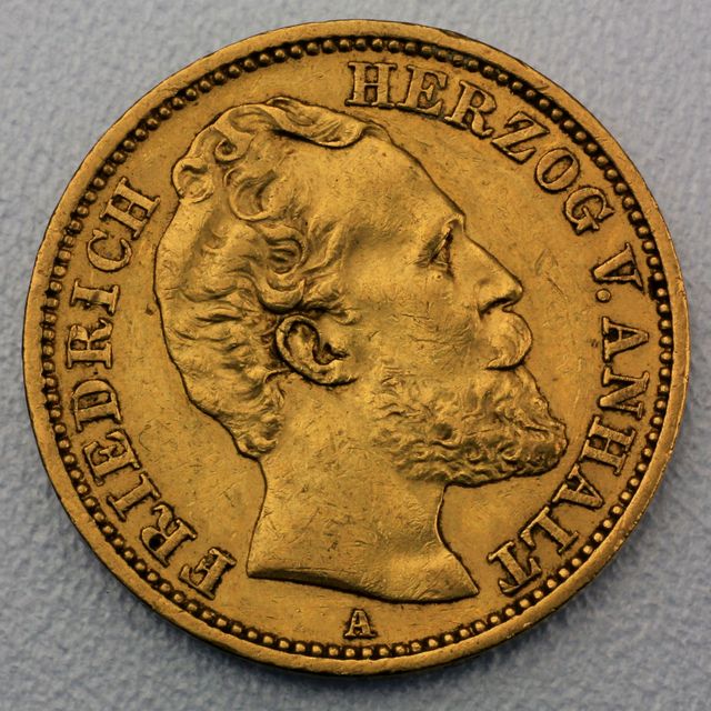 20 Reichsmark Goldmünze Friedrich I Anhalt Prägejahr 1875  Jäger Nr. 179