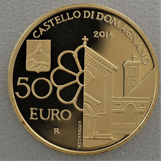 50 Euro Goldmünze San Marino 2014 Castello Di Domagnano