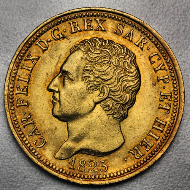 80 Lire Goldmünze Italien Karl Felix Sardinien 0Piemont