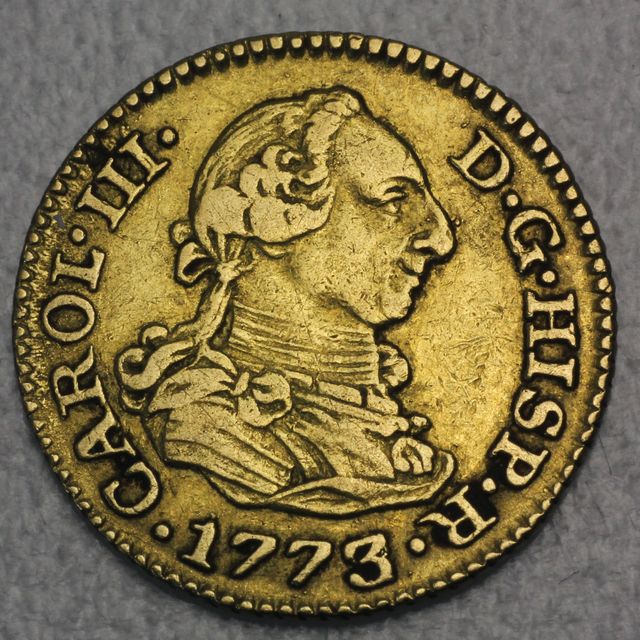 1/2 Escudos Goldmünze Spanien 1773 Charles III