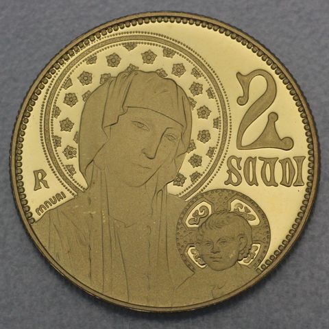 2 Scudi Goldmünze San Marino 2002 - Madonna mit Kind