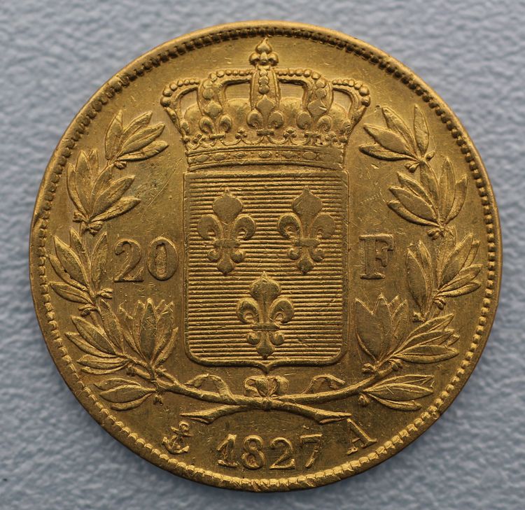 Charles X Goldmünze 20 Francs Zahlseite