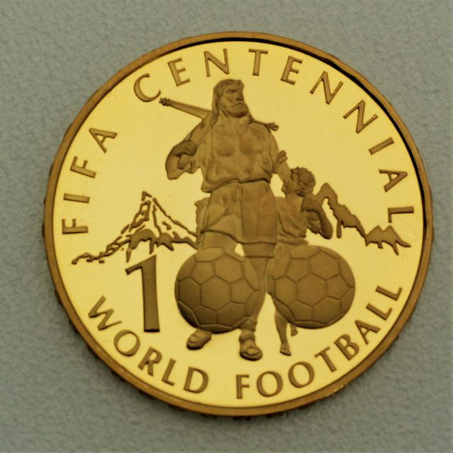 Goldmünze 50 Franken Schweiz 2004 - 100 Jahre FIFA