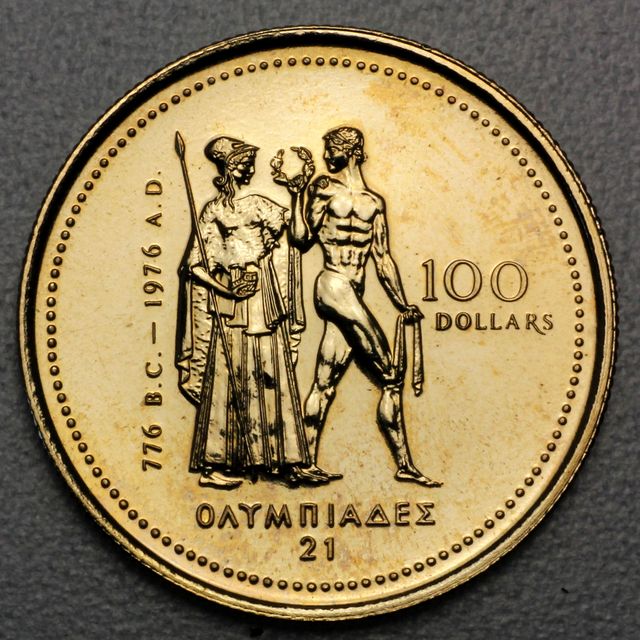 100 Dollar Goldmünze Kanada 1976 aus 58,3% Gold
