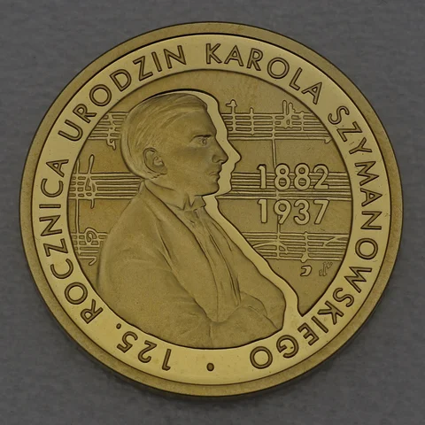 Goldmünze 200 Zloty Polen 2007 - 125. Jahrestag der Geburt von Karol Szymanowski