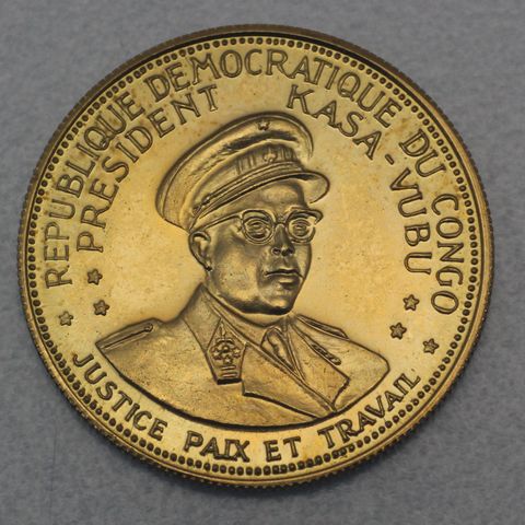 Goldmünze 20 Francs Kongo 1965 - 5. Jahrestag der Unabhängigkeit Präsident Joseph Kasa-Vubu